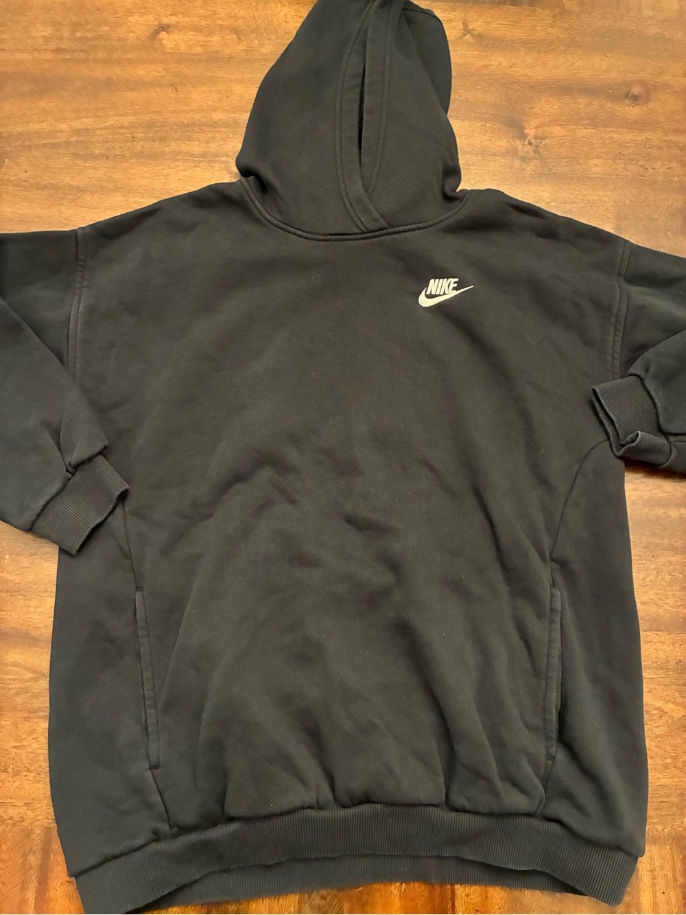 Nike Hoodie Sweatshirt Kids Large Boys Black Embroidered Logo